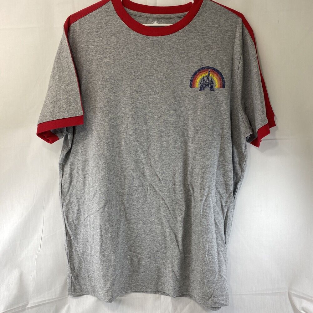 Disneyland Resort 1955 Men's T Shirt Gray With Red Trim Size Large